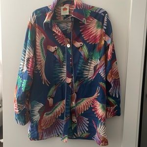 Farm Rio colorful toucans pajama shirt